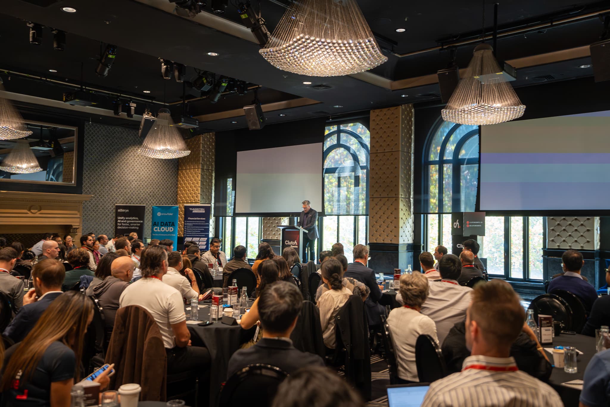 A full audience at a Mark Jones keynote, AI in Financial Services Summit, Sydney